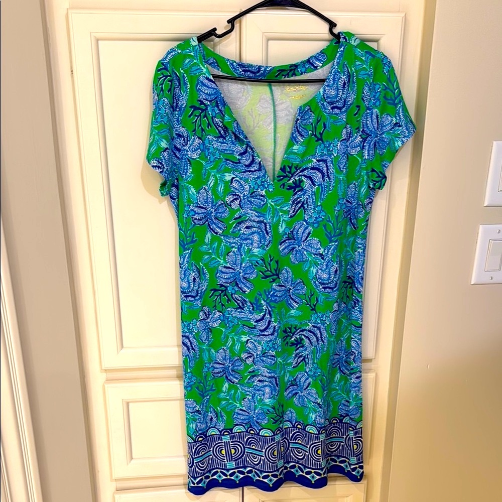 Lilly Pulitzer Blue and Green Floral Dress